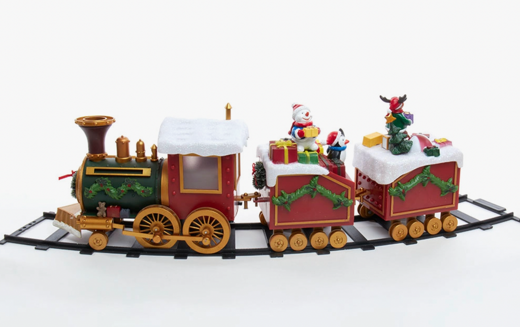 Battery Operated Light-Up Musical Santa Train Set, 3-Pieces