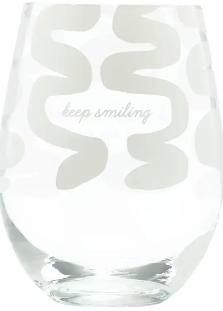 Keep Smiling Wine Glass