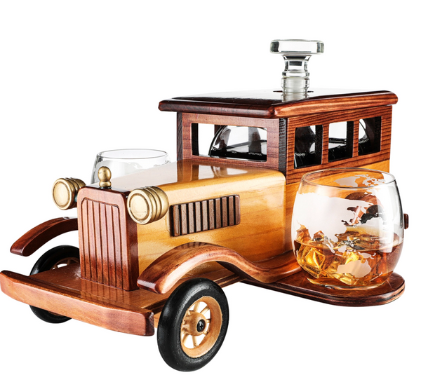 Old Fashioned Car Whiskey Decanter Set 15"x13"