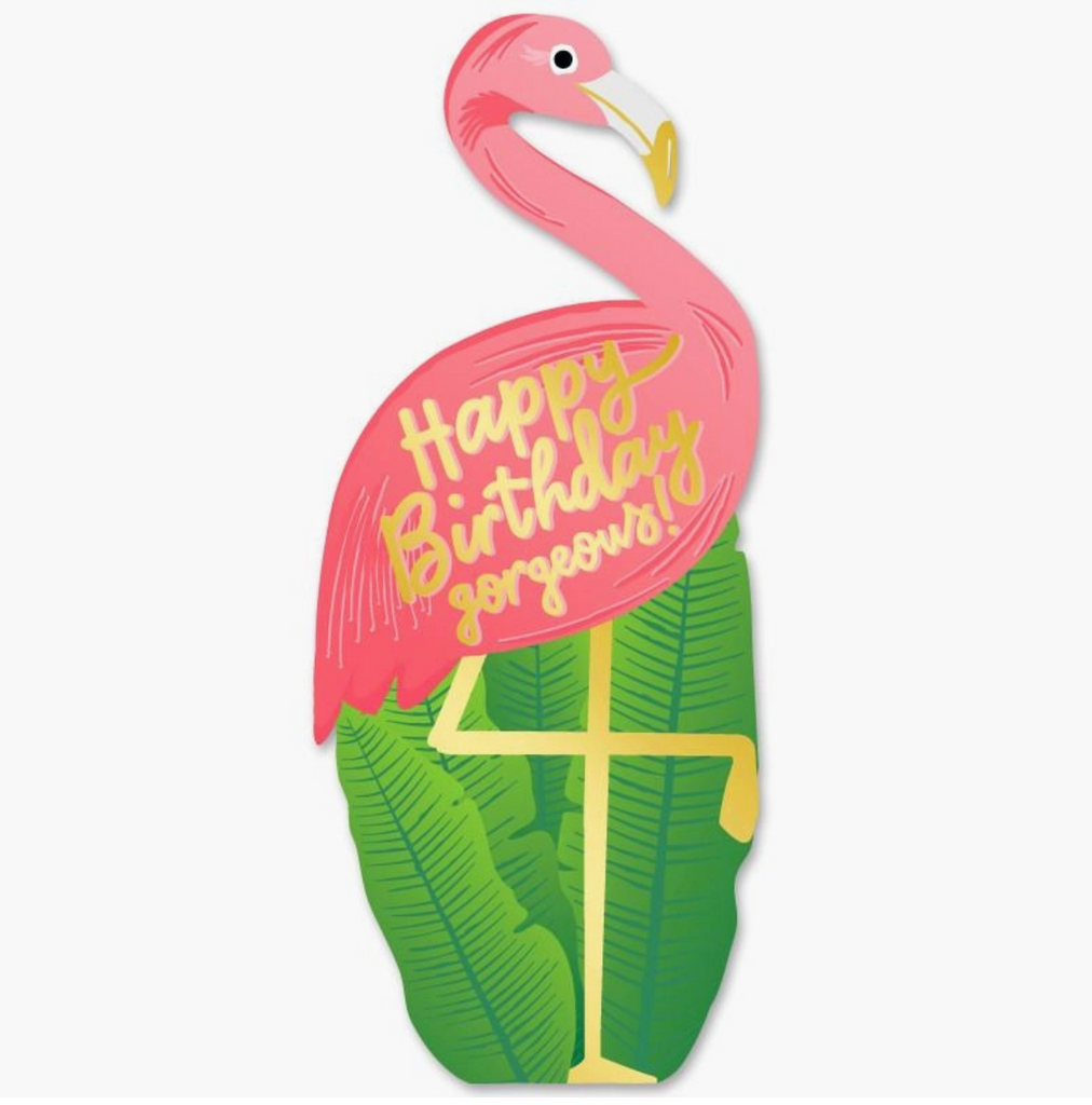 Flamingo Die Cut Birthday Card