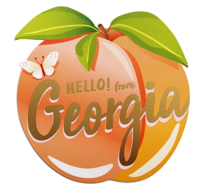 Georgia Peach Die Cut Greeting Card Hello From Georgia