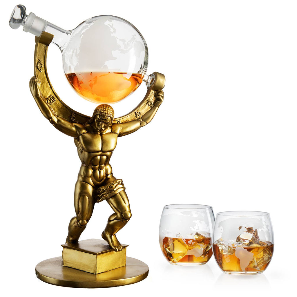 Atlas Bronze World Globe Whiskey Decanter - 15
